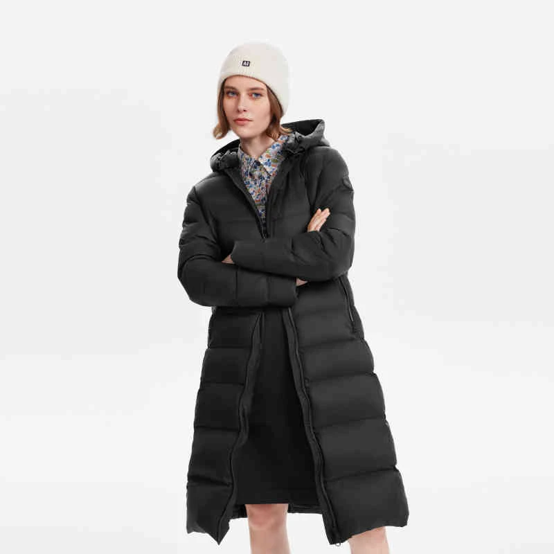 AIGLE艾高秋冬WR防泼水户外保暖锁温白鹅绒长款羽绒服女士BE58