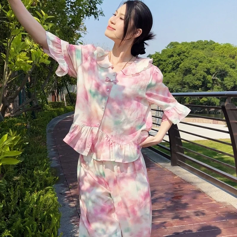 【霞染云裳】韩蜜蜜睡衣女爆款轻奢天丝莱赛尔夏季外穿薄款家居服