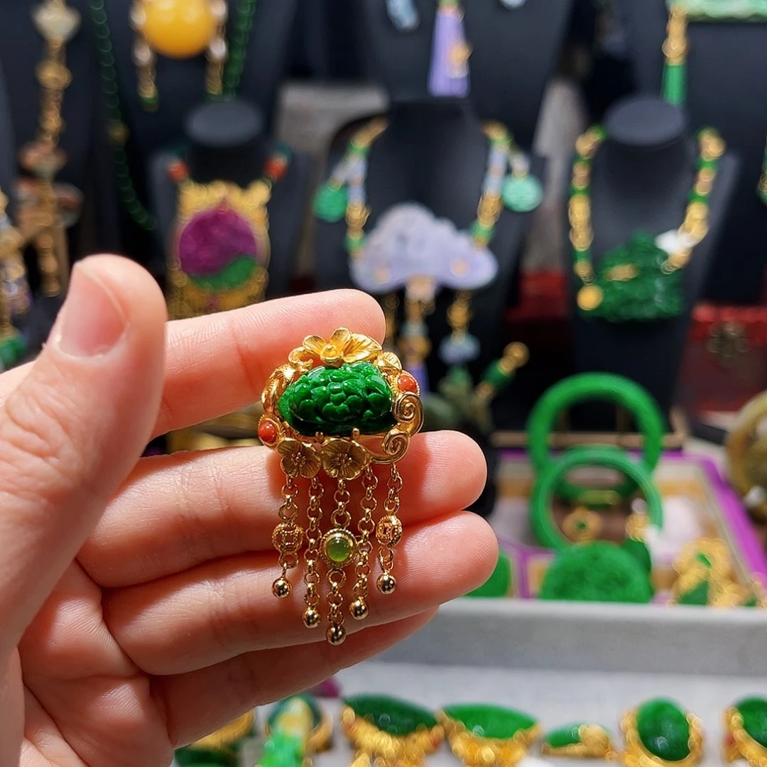 【闪购商品】翡翠戒指银S925镀金镶嵌福利