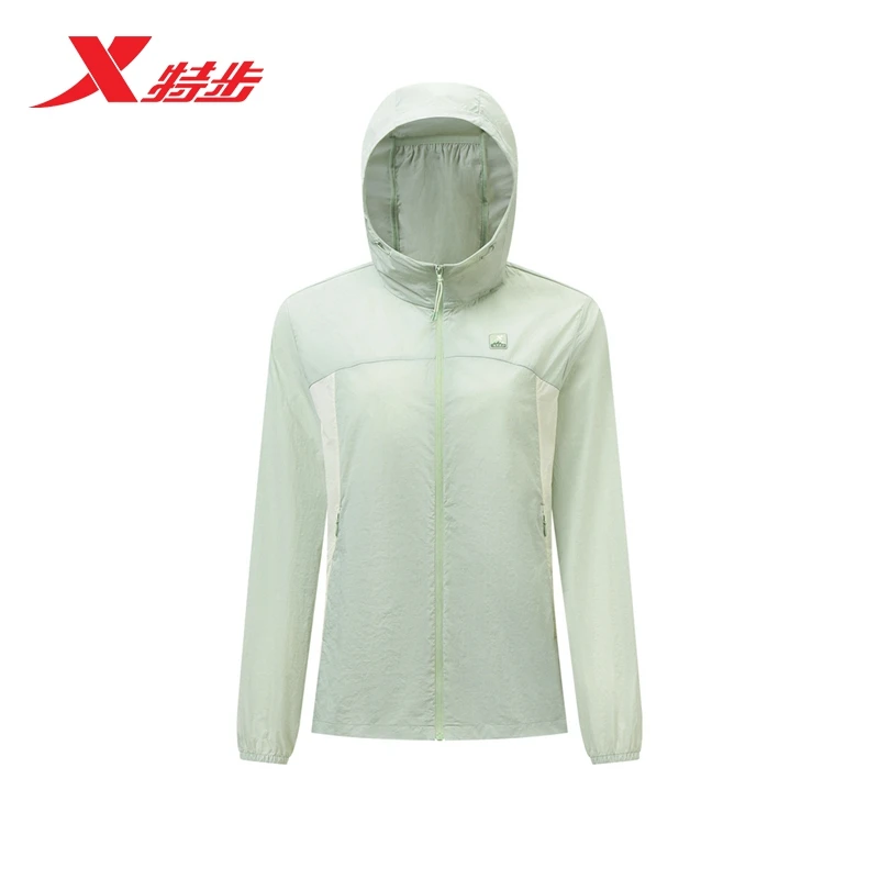 特步轻风微皱质感防晒外套女2025夏季户外休闲上衣975228140526