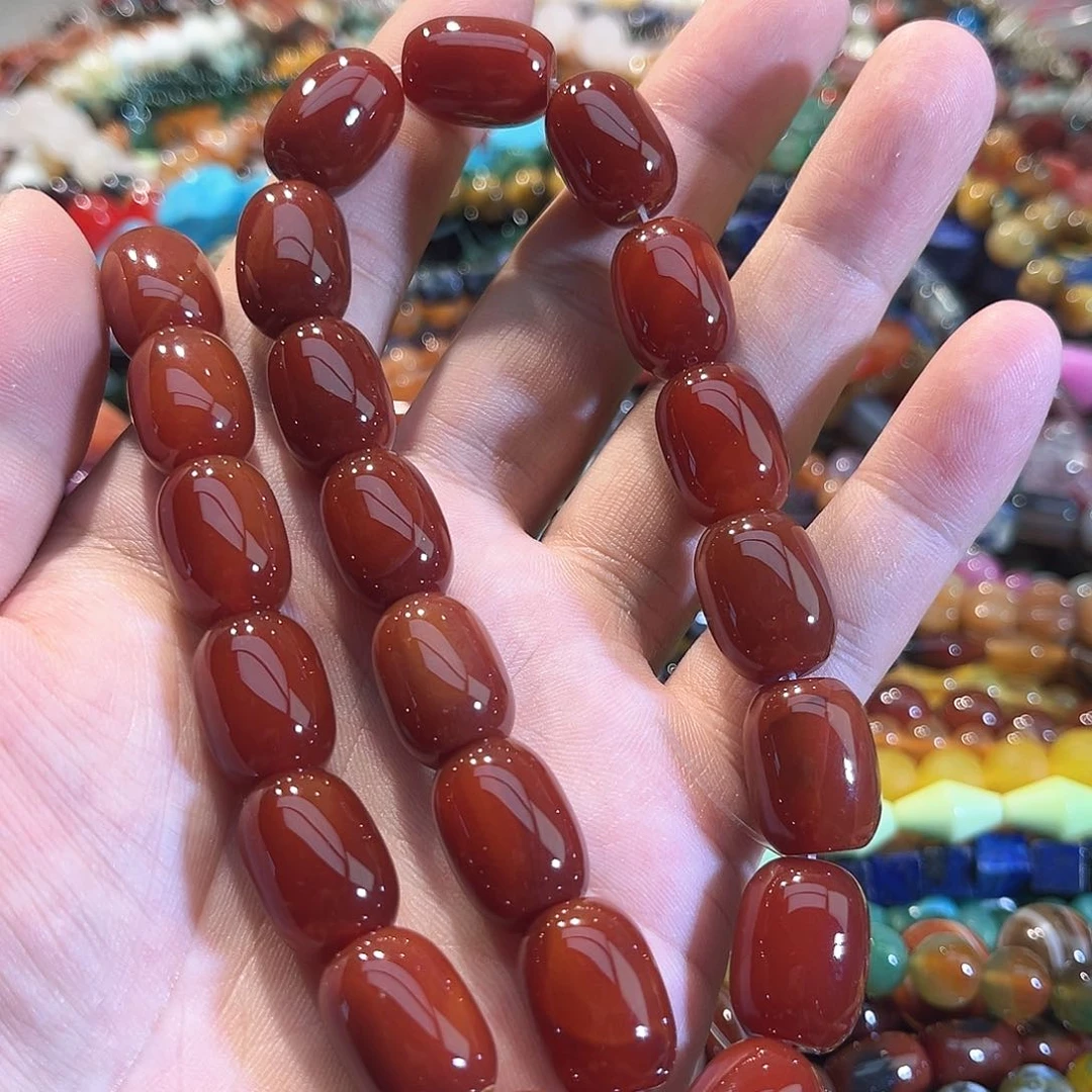 玛瑙/玉髓合金珠宝半成品玛瑙桶珠13x18mm