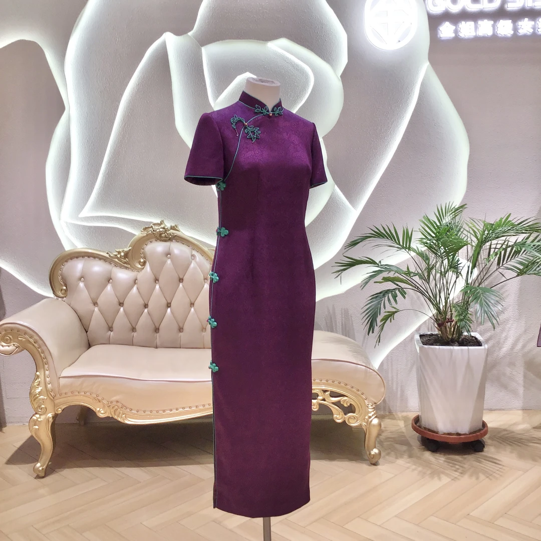 【金姐高定喜服】紫罗兰喜婆婆妈妈高档婚礼高端婚宴中式旗袍905