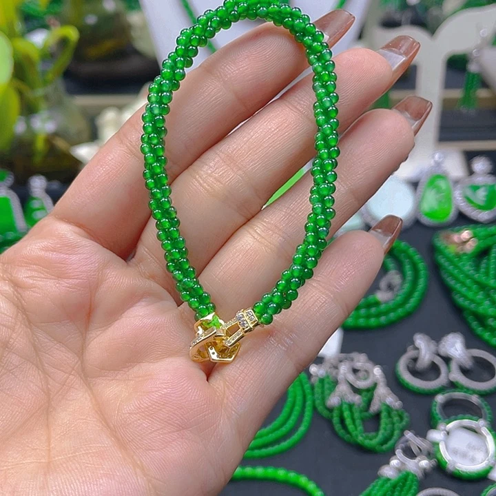 未镶嵌手链翡翠天然A货翡翠麻花阳绿