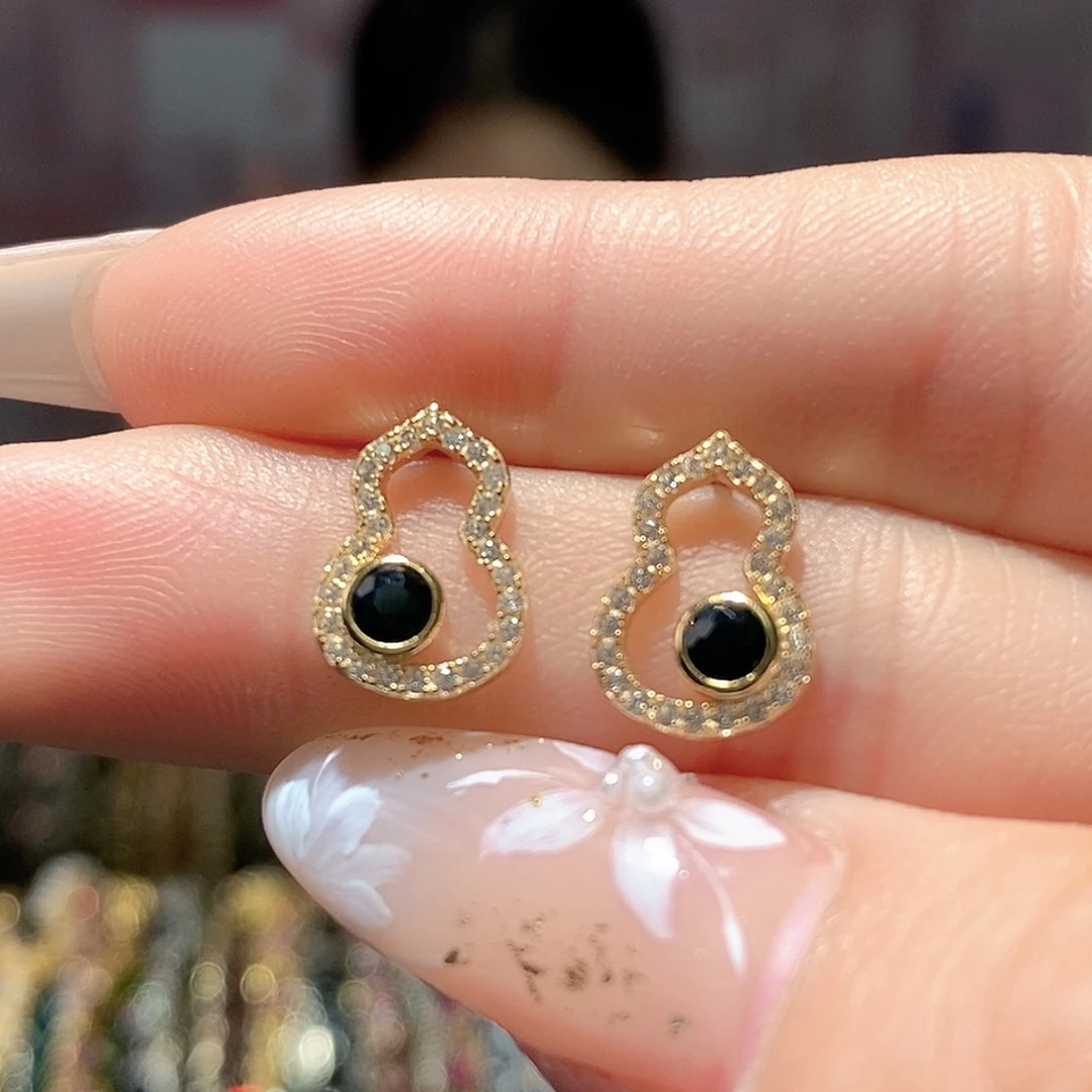 耳饰天然蓝宝石蓝宝石银S925镶嵌