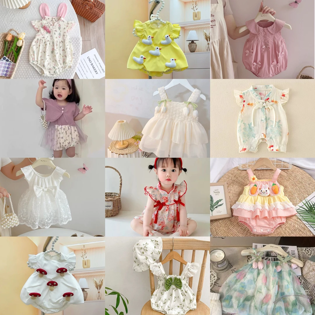 婴儿夏装新生儿夏季超萌连体哈衣女宝宝甜美风裙子爬爬服