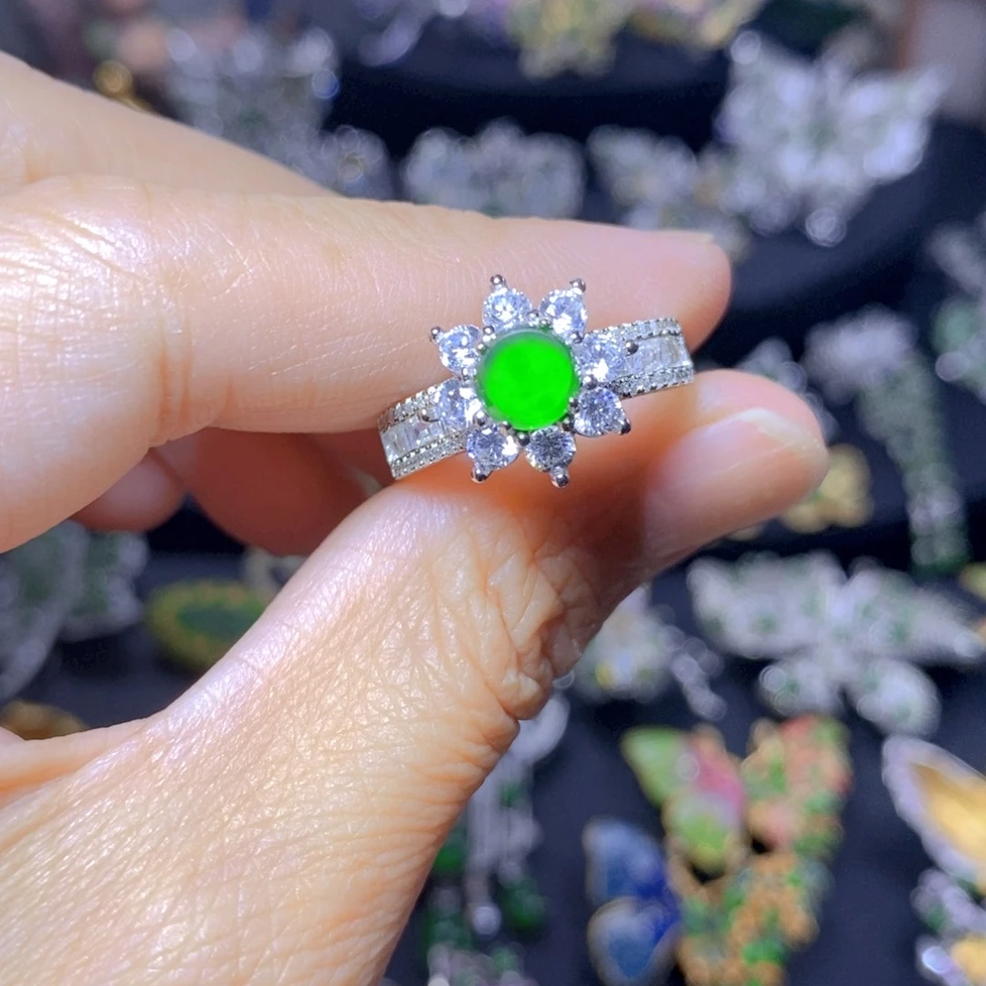 翡翠银S925镶嵌颈饰天然翡翠