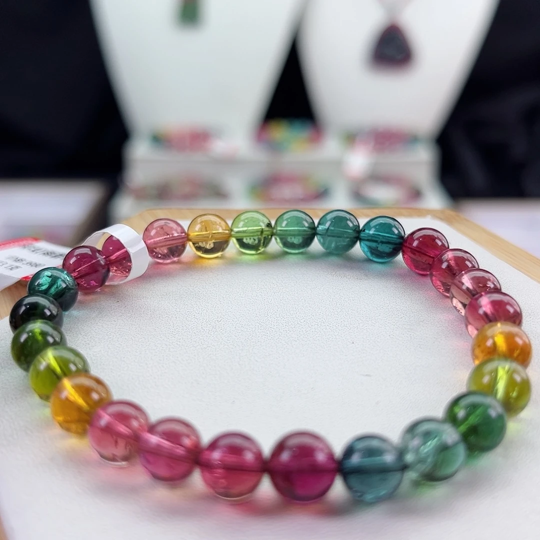 未镶嵌手链碧玺碧玺手串单圈6.8mm+