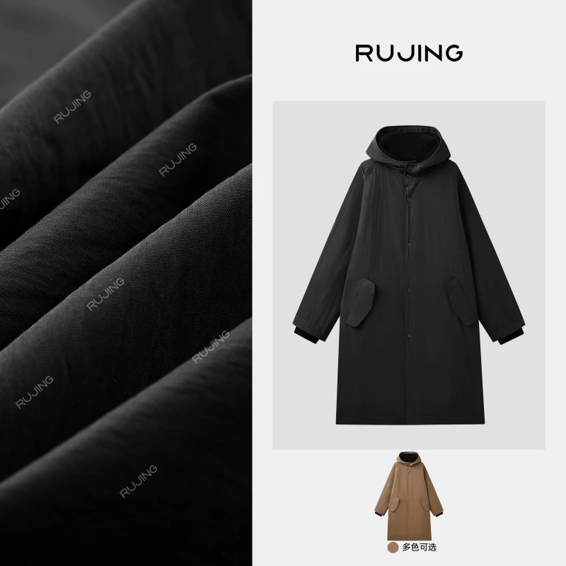 RUJING丨黑标【艺术家】轻便羊毛内毡防风连帽羽绒服外套-2512YRCD2