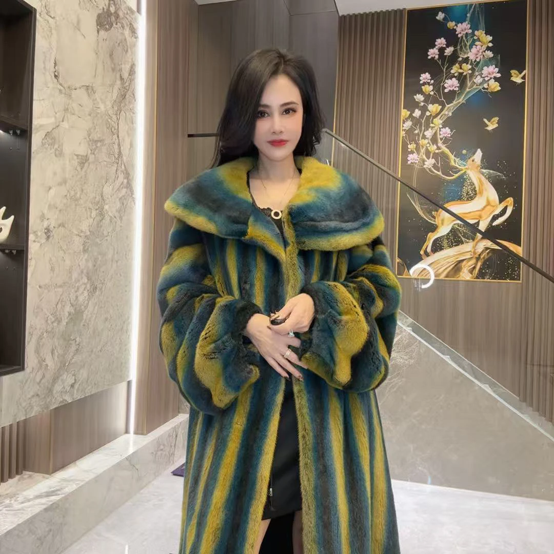 9295水貂冬季女士新款高端时尚皮草大衣外套AMF-衣长130cm