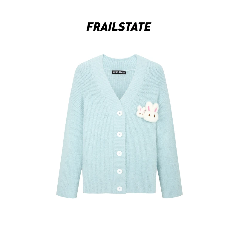 FRAIL STATE秋冬甜美可拆卸兔子玩偶毛衣开衫