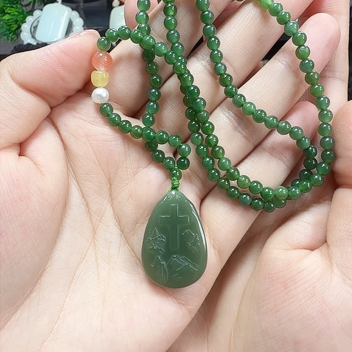 和田玉银S925镶嵌颈饰