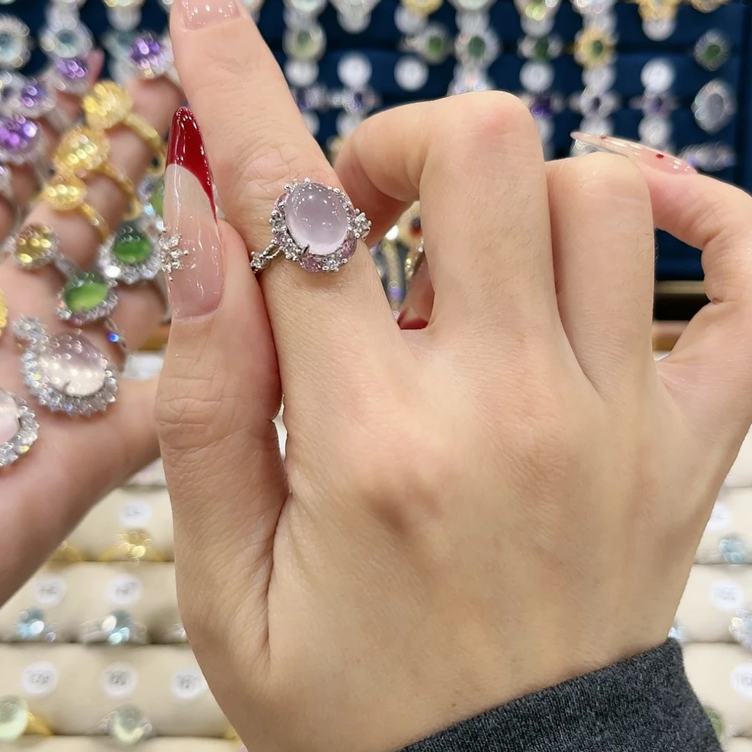 萤石女款银S925镶嵌钤戒指58