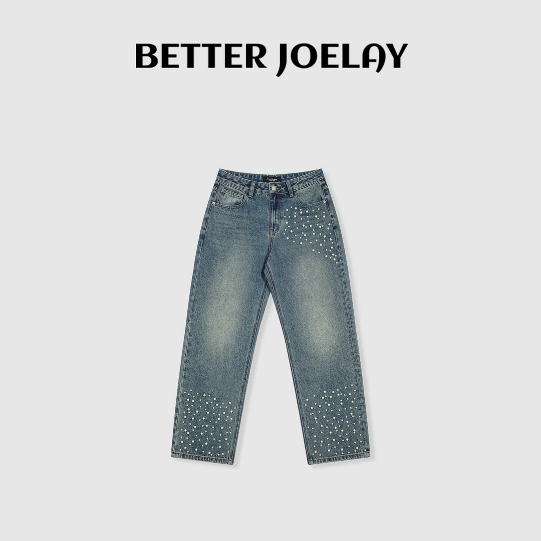 BETTER JOELAY-【钉叙】百分百棉百搭牛仔裤时尚简约直筒JG9613