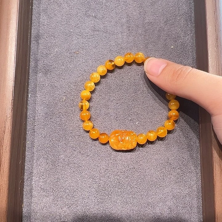 蜜蜡未镶嵌手串7.6mm蜜蜡手串