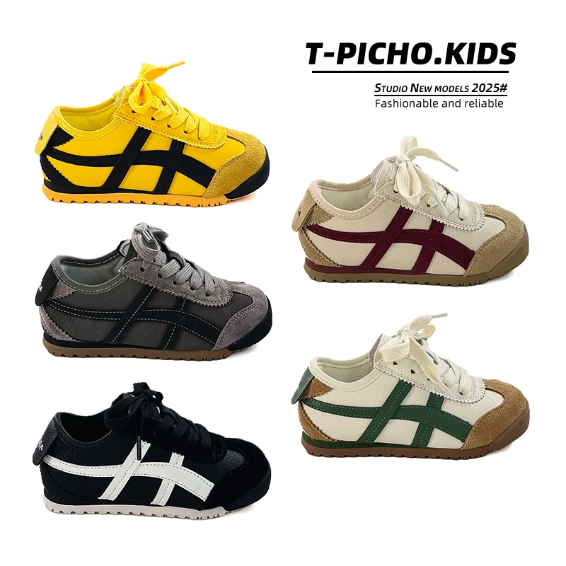 儿童真牛皮阿甘鞋2025秋季新款女童百搭板鞋男童软底休闲鞋-25105