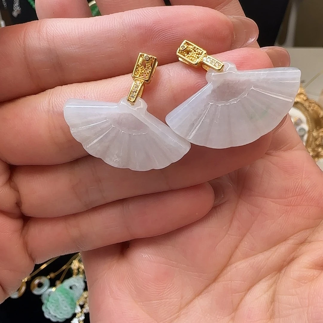 翡翠银S925镶嵌耳饰耳钉款