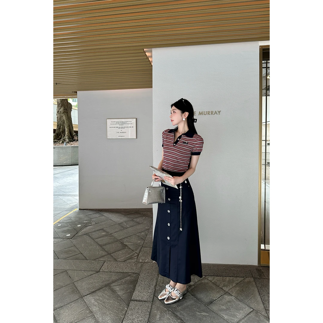 毛妮【反转魔都】单排扣a字半身裙中长裙L1896