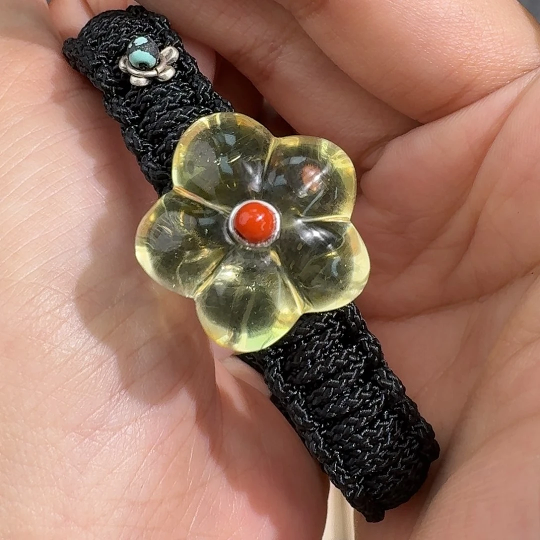 琥珀足金镶嵌裸石你