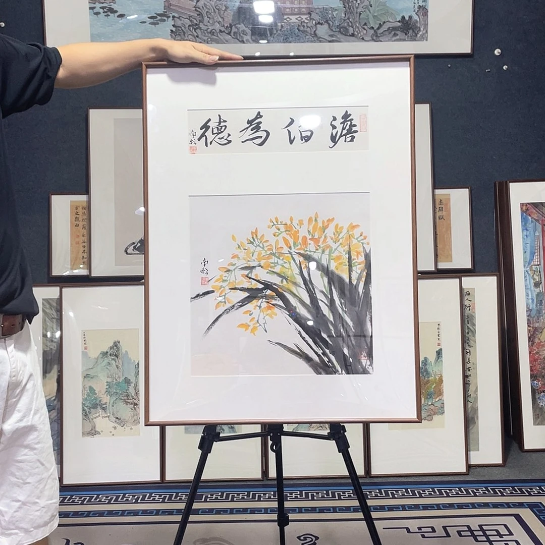 国画手绘画作品带框60/80