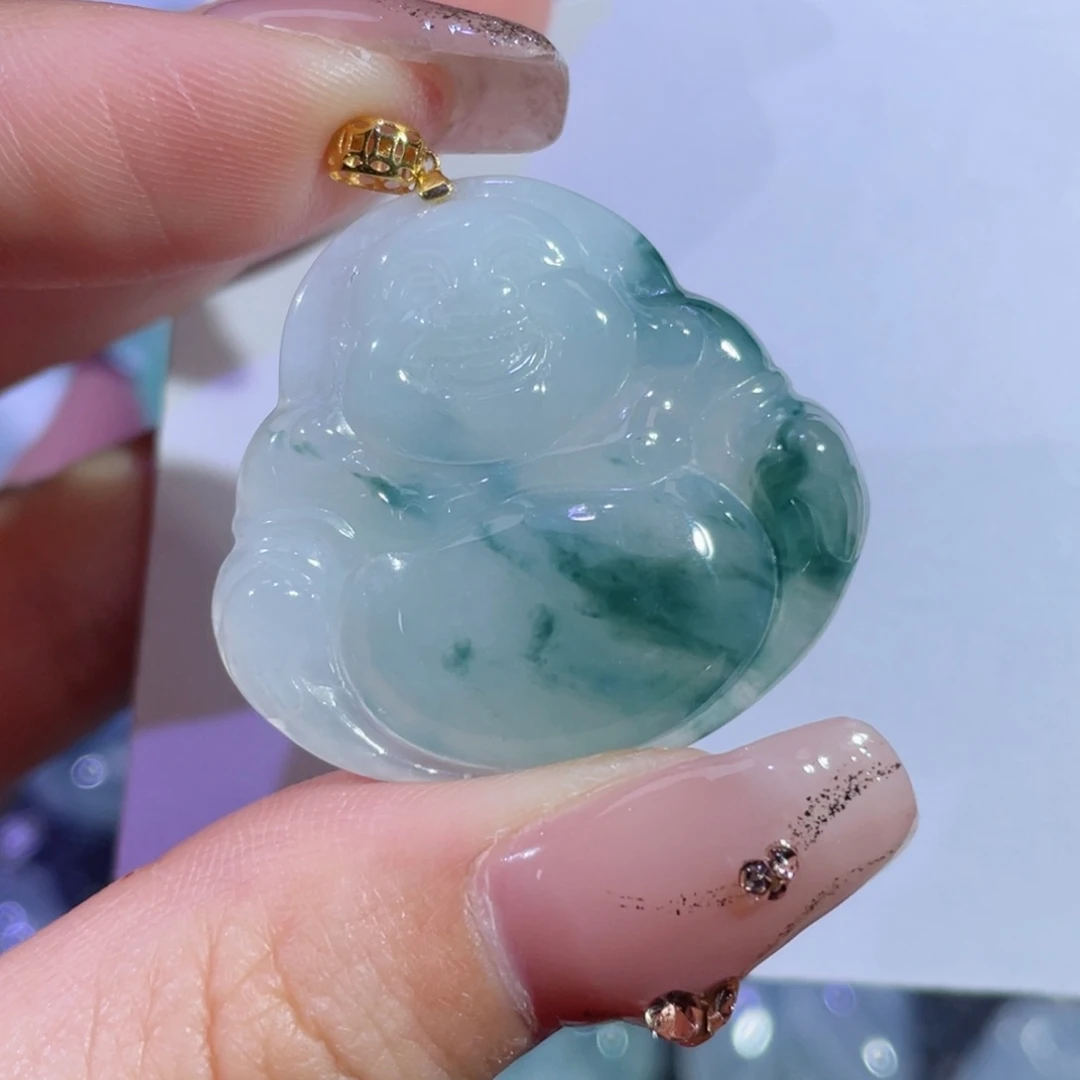 翡翠颈饰18K金镶嵌佛公