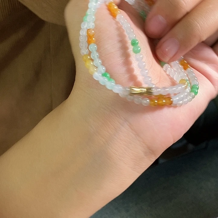 定制翡翠未镶嵌翡翠珠链卡4不退不换