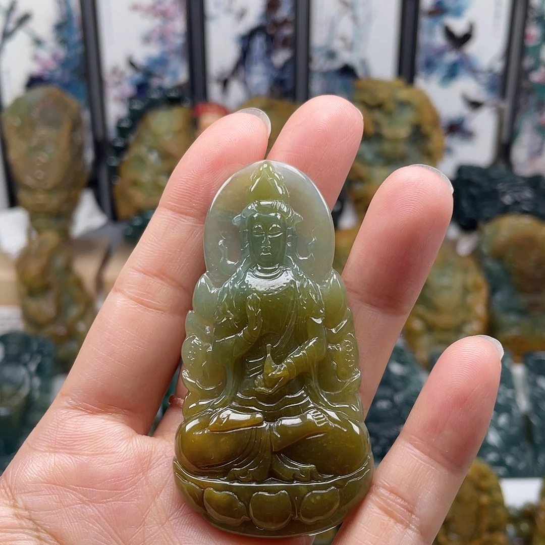 翡翠未镶嵌颈饰天然翡翠a货观音