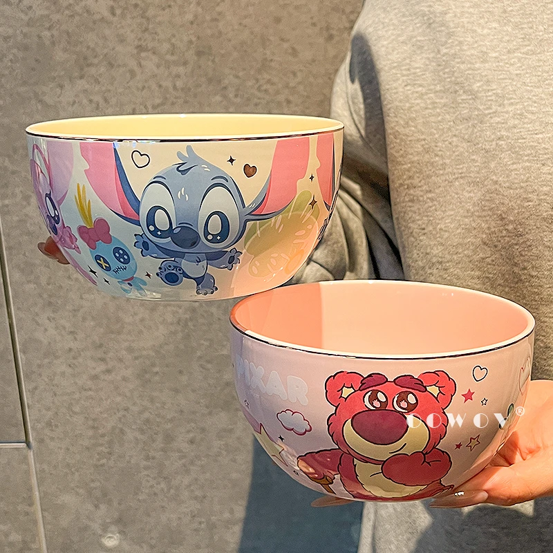 史迪奇陶瓷碗高颜值家用宿舍耐高温大容量泡面碗2025新款碗盘餐具