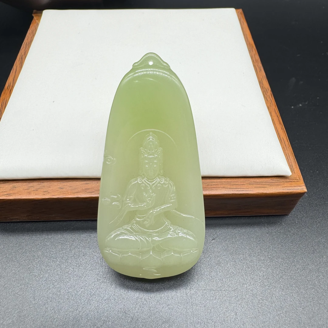 和田玉翠青观音吊坠挂件时尚饰品