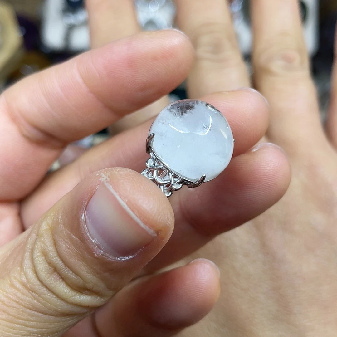 【闪购商品】银S925镶嵌珠宝半成品水晶戒指