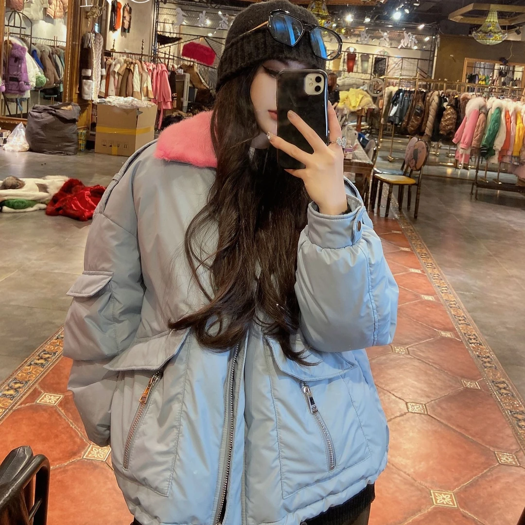 【CY】22518-Y 2024新款时尚气质羽绒服配水貂毛领外套