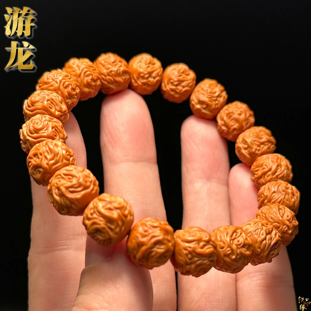 游龙猴头手串男款高端原生态核雕高品质小尺寸文玩核桃雕刻橄榄核