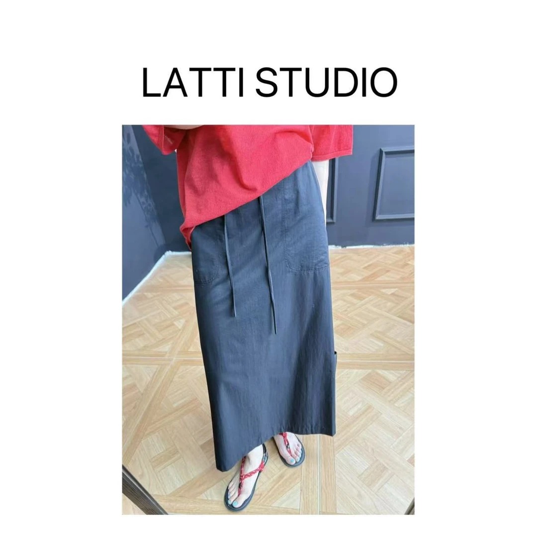 【Latti】复古工装裙-经典时髦简洁舒适松紧腰设计工装裙