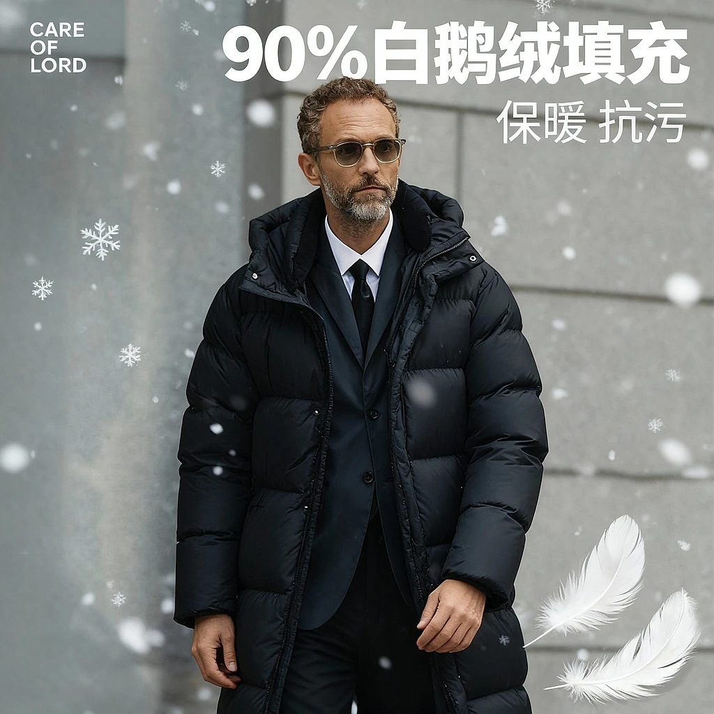 CARE OF LORDBal 冬季男女同款长款加厚鹅绒服连帽羽绒服外套9582