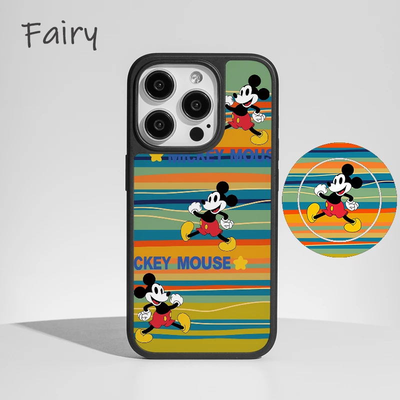 条纹米奇适用苹果16promax手机壳iphone15pro新款14/13可爱12磁吸