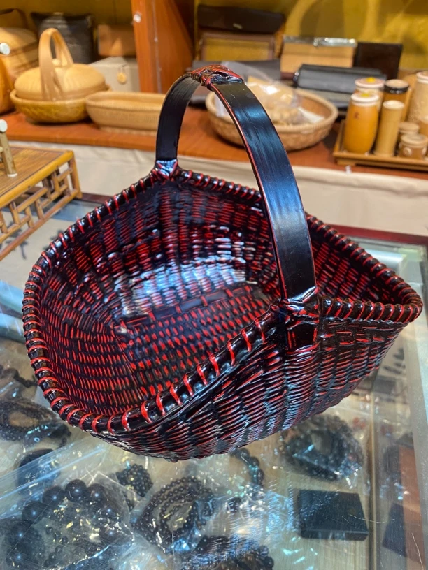 佰艺轩提手竹编篮漆器工艺制作东阳竹编