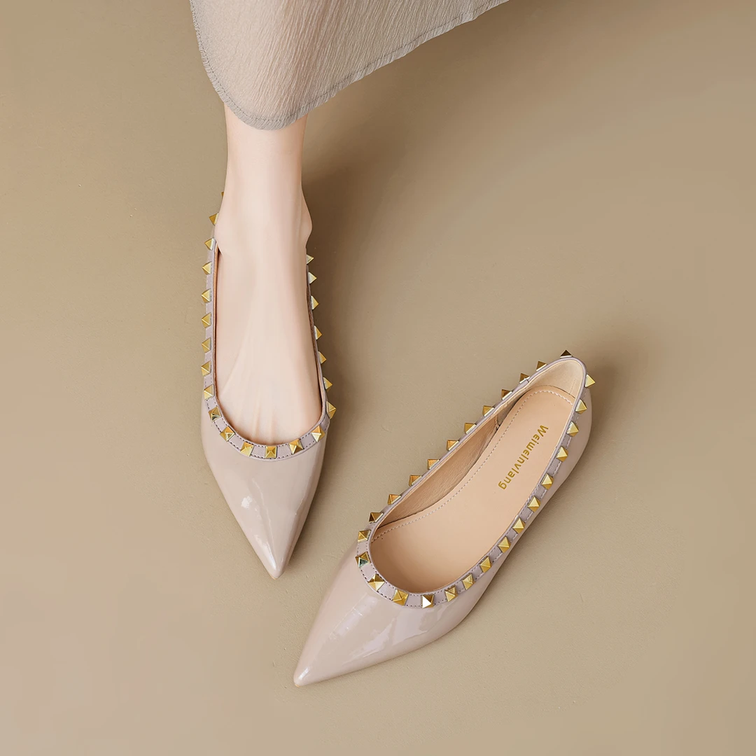 【口碑系列】尖头浅口铆钉气质百搭女平底单鞋2023-32