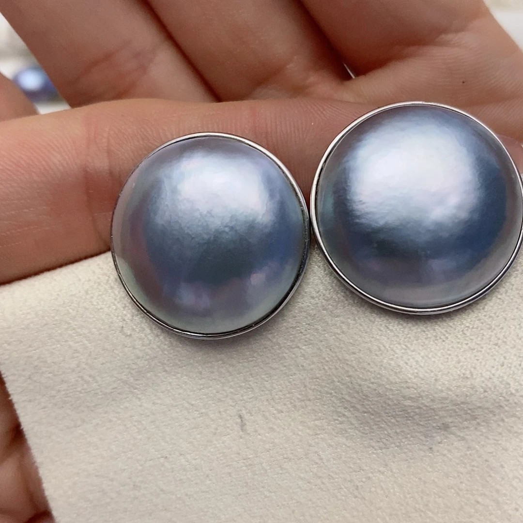 【闪购商品】拼合珍珠（马贝珠）耳饰银S925镶嵌20+点位