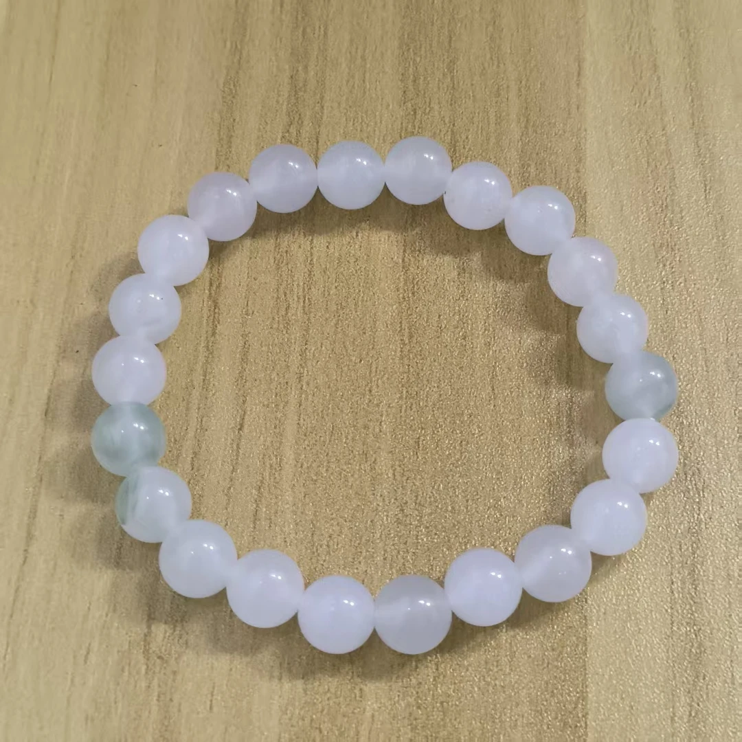高冰白月光飘翠手串