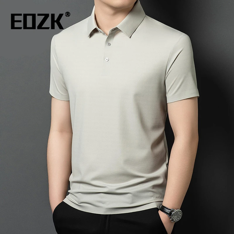 Eozk翻领短袖t恤男士商务休闲上衣服2025年夏季薄款冰丝polo衫男