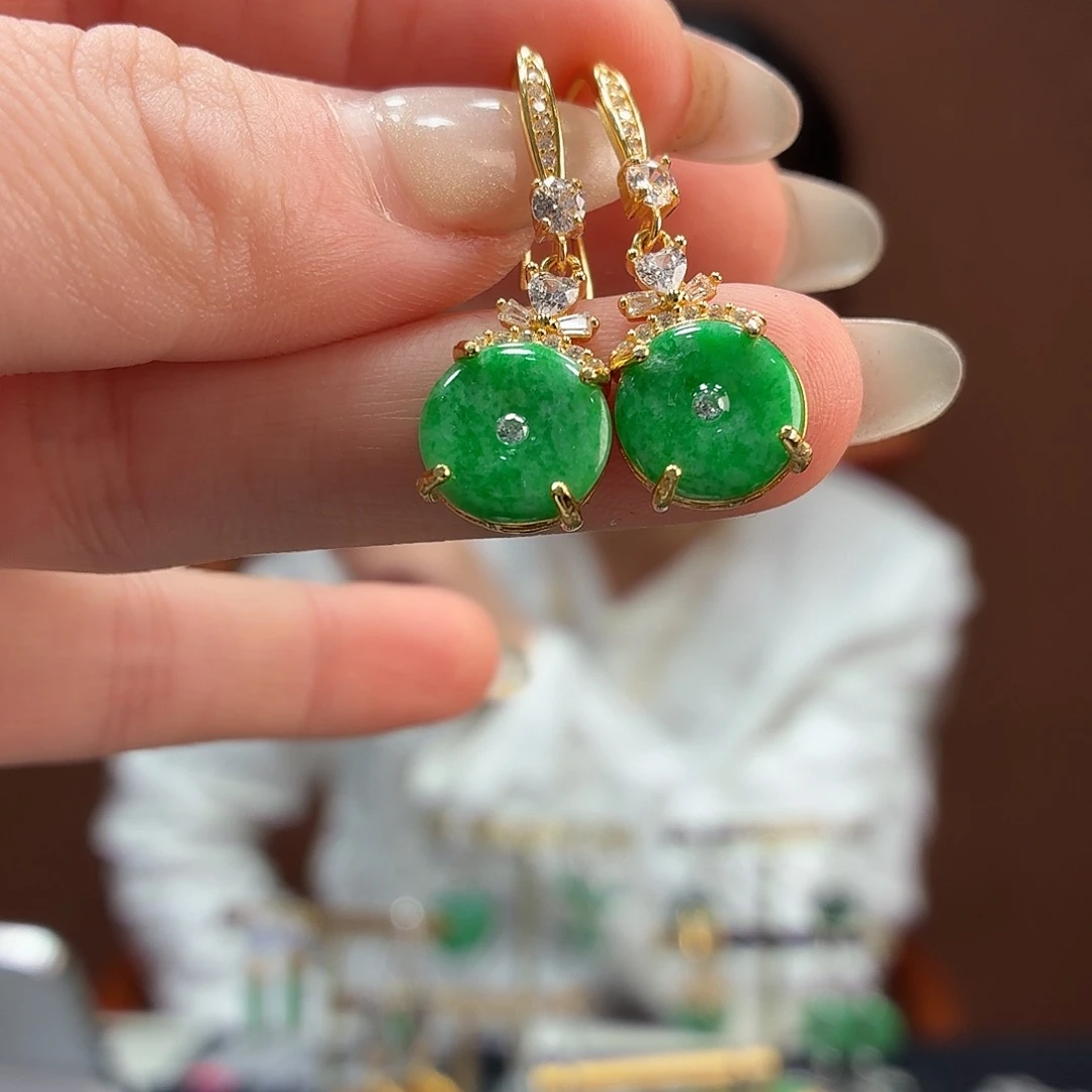 翡翠银S925镶嵌耳饰耳饰