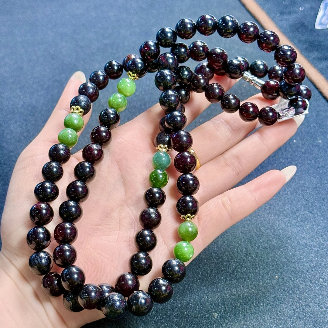 【WR】老血翳珀碧玉DIY项链-约11mm（多样性发其一）