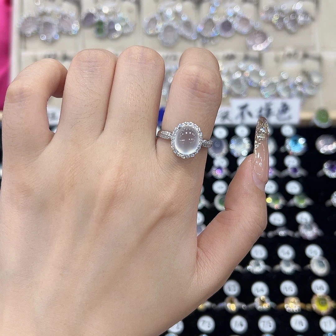 y****蛇纹石玉银S925镶嵌戒指