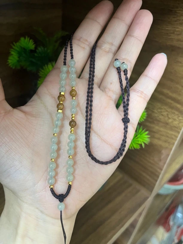 天然和田玉珠链 手工编织挂绳