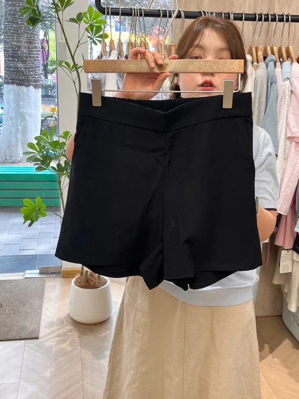 高腰短裤热裤高腰a字版型百搭休闲夏季裤子西装黑色