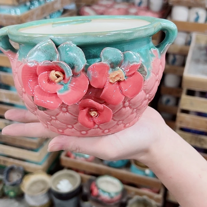 有孔.凑满10元发货多肉陶瓷花盆！