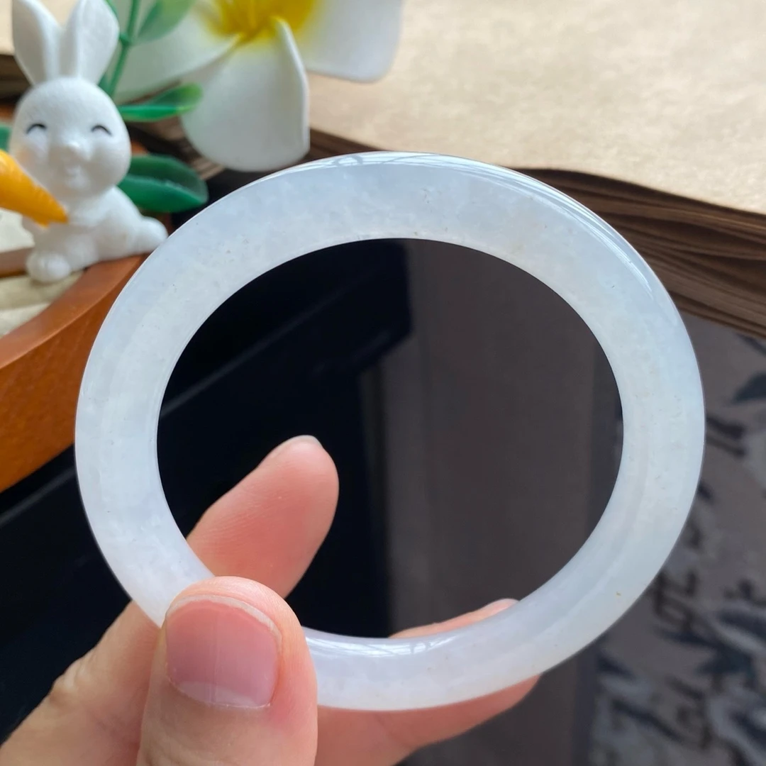 123盘13471号53.9-7.6-8.5！圆条！素色果冻镯！翡翠手镯