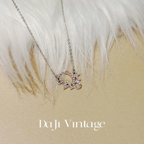 大吉中古/Dior迪奥粉钻logo项链