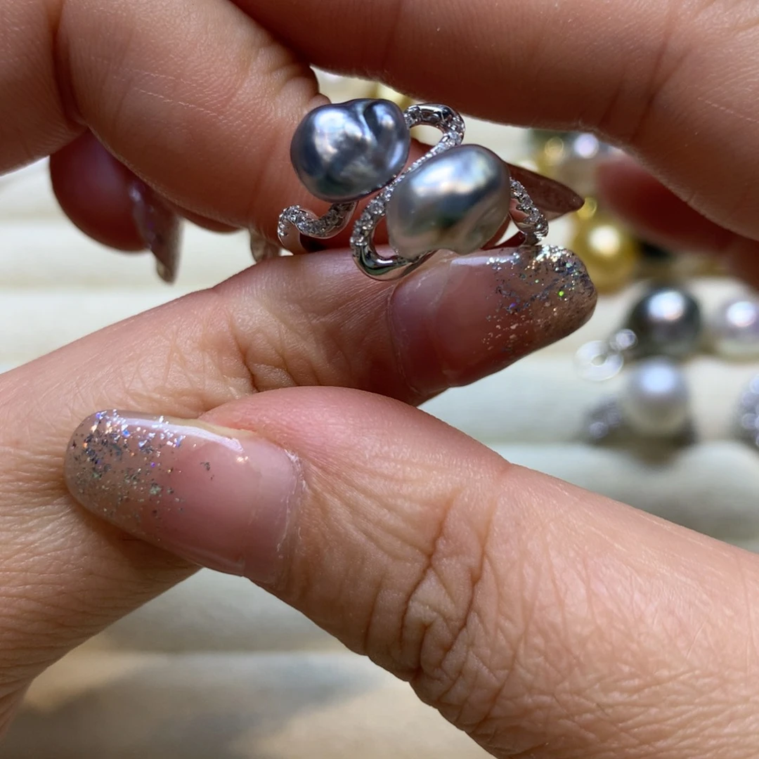 海水珍珠戒指银S925镶嵌
