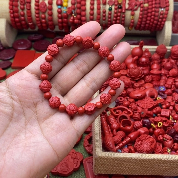 天然辰砂如意手串