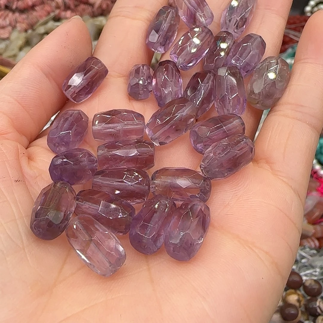 玛瑙/玉髓合金珠宝半成品紫水晶7-12mm4颗